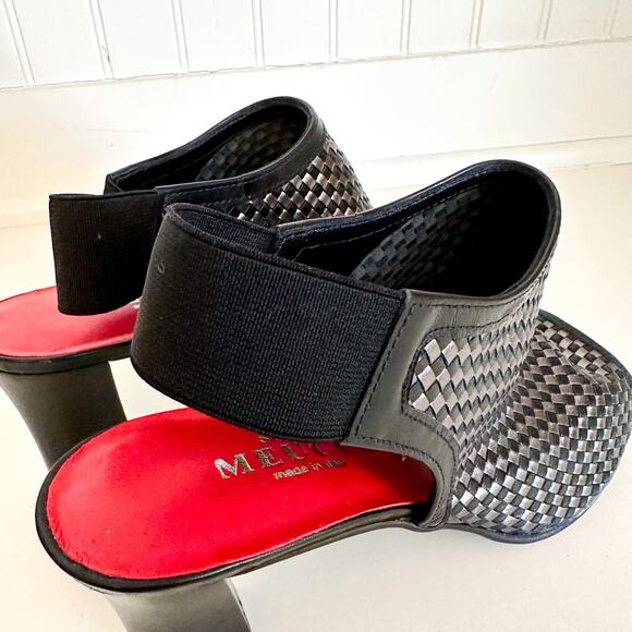 Sesto Meucci Woven Block Heel Sandals Black 9.5 - Picture 6 of 8